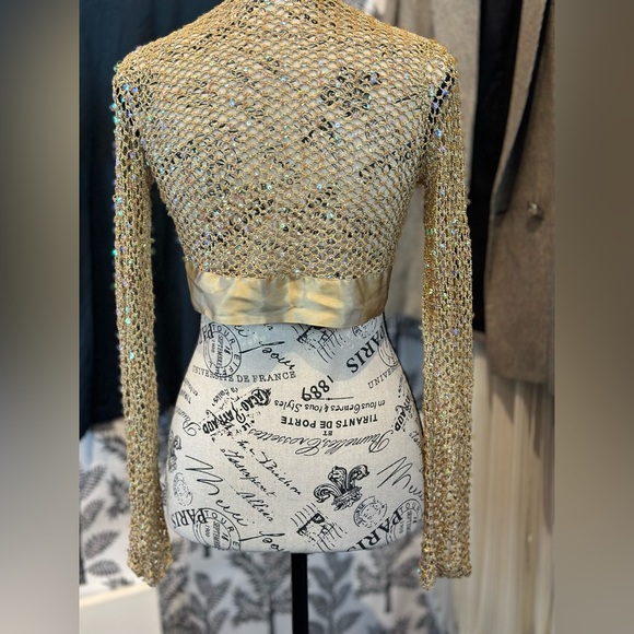 intuitions Gold with Iridescence Sequin Cardigan shrug size xsmall - Picture 6 of 13